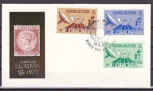 Gibraltar, Scott cat. 382-384. Telecommunications & Europa. First day cover. ^