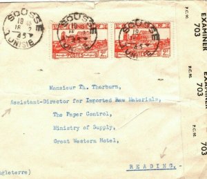 French Colonies TUNISIA WW2 Cover GB Berks Commercial Usage Reading 1945 51.12