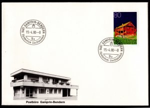 1980, Liechtenstein 80c on Unused cover, Sc 644