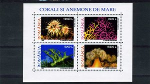 Romania MNH S/S 4484 Corals & Anemones 2001 SCV 5.25