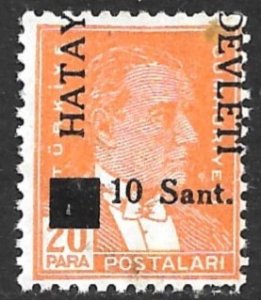 HATAY 1939 10s on 20pa Kemal Ataturk MISPLACED Surcharge Issue Sc 1 MNH