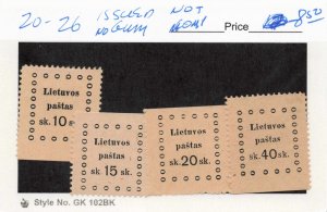 LITHUANIA  20-26  ISSUED NO GUM, NOT COMPLETE