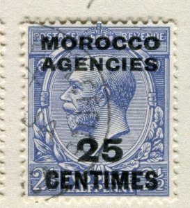 MOROCCO AGENCIES;  1920s early GV French surcharged issue fine used 25c. value