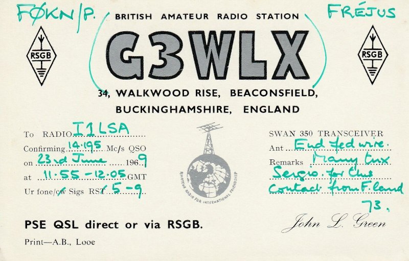 9694 Amateur Radio QSL Card BUCKINGHAMSHIRE ENGLAND