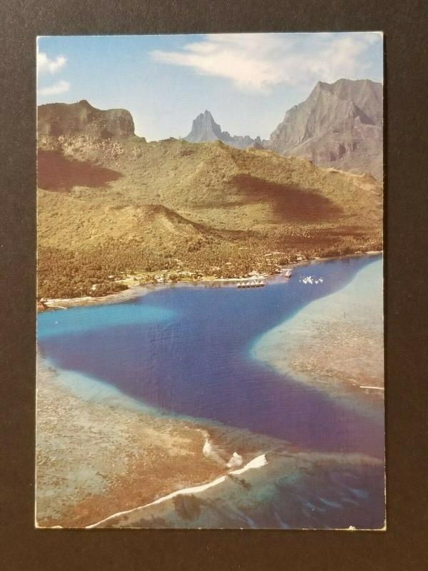 1972 Tahiti to Columbus Ohio USA Arial Scenic Island Real Picture Postcard Cover