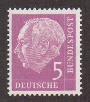 Germany  #704y  MNH  1960  President Heuss 5pf fluorescent