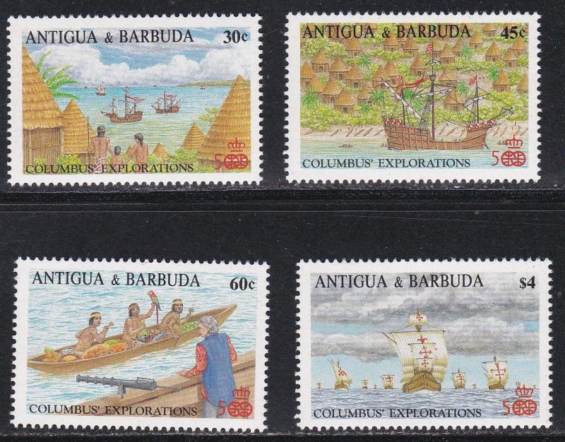 Antigua # 1093-1095 & 1099, Discovery of America 500th Anniversary, NH 1/2 Cat.