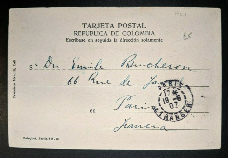 1907 Quinta de Santa Rita Cali Columbia to Paris Real Picture Postcard Cover