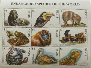 Nevis 1998 - Endangered Species of the World - Sheet of 9 Stamps Scott 1073 MNH