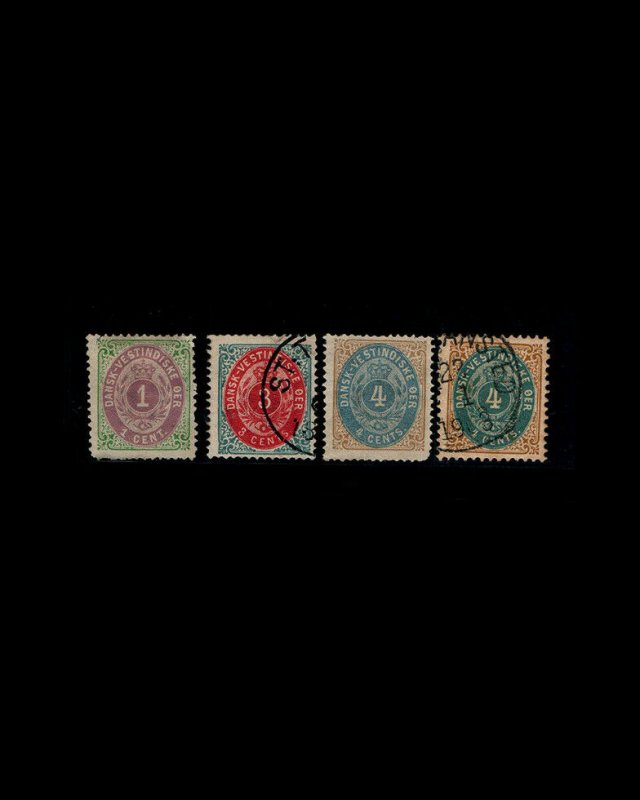 VINTAGE: DANSK VESTINDIEN 1873-74 SCOT # 5E,6E,7,2 USD $ 70.50 LT # VSADWI1873A