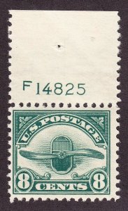 US C4 8c Air Mail Mint Top Plt #F14825 Single VF OG NH SCV $40 