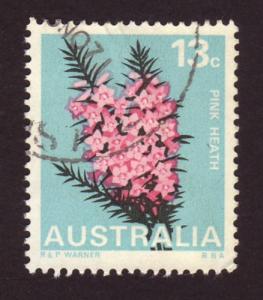Australia 1968 Sc#435, SG#420 13c Pink Heath Vic. State Flower USED.  