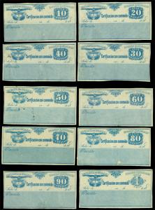 COLOMBIA 1890  CUBIERTAS  Insured Letter Stamps set  Scott# G10-G19  mint MH