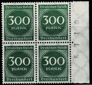 Germany 1923, Scott#231 MNH in block of 4 with counting number