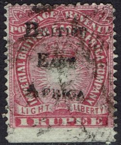 BRITISH EAST AFRICA 1895 OVERPRINTED LIGHT AND LIBERTY 1R USED