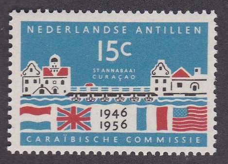 Netherlands Antilles # 235, St. Annabaai Harbor & Flags, Hinged, 1/3 Cat.