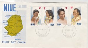 NIUE island 1971 Island Map Pic FDC NIUE People Portraits Stamps Cover Ref 28991