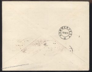 Danzig 1930 Graf Zeppelin Cover Si73 Spitzbergenfahrt Hammerfest Flown 93295