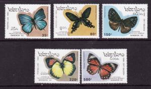 Laos-Sc#1143-7-unused NH set-Insects-Butterflies-1993-