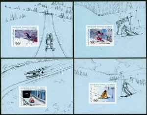 Comoro Isls C175-C178 deluxe sheets,MNH. 1987.Olympics Calgary-1988.Slalom,Luge,