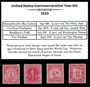 1930 Complete Mint Set of Vintage Commemorative Stamps