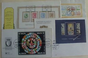 MALTA FDC SHEETLETS 1972/ 1985 4 DIFF