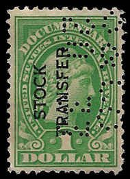 U.S. #RD12 Used; $1 Stock Transfer Stamp (1918)