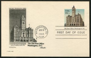 UX99 US 13c Old Post Office Washington DC PC, Artmaster cachet FDC