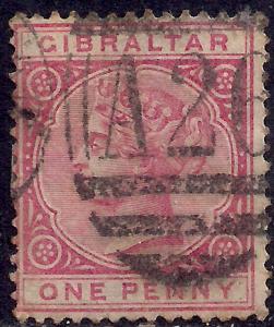 Gibraltar 1886 - 87 QV 1d Rose SG 9  ( F1490 )