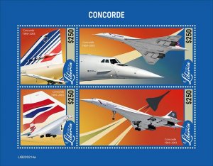 LIBERIA - 2022 - Concorde - Perf 4v Sheet  - Mint Never Hinged