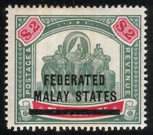 MALAYA FMS 1900 $2 Elephant fine mint lightly hinged SG12..................10491 