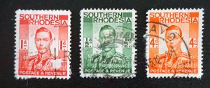 SOUTHERN RHODESIA King George short set of 3 stamps