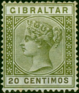 Gibraltar 1896 20c Olive-Green & Brown SG24 Fine MM