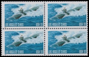 2000 Los Angeles Class Attack Submarine Block of 4 33c Stamps, Sc# 3372, MNH, OG
