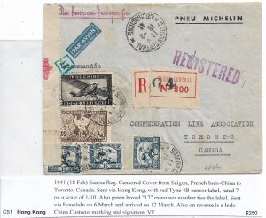 Saigon, French Indo-China to Toronto, Canada 1941 Trans-Pacific Clipper (C5459)