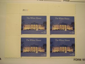 Scott 3445, 33c White House, PB4 #P1111 UL, MNH Commemorative Beauty