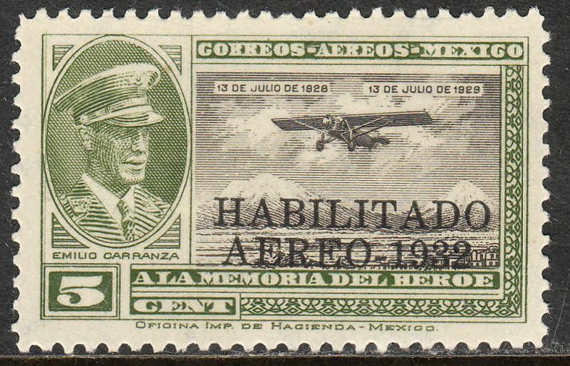 MEXICO C40, CAPT. E. CARRANZA HABILITADO 1932.UNUSED, H OG. F. (646)