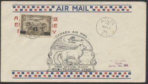 1934 Atlin BC to Telegraph Creek Flight Roessler CC Air Mail Cover AAMC #3427