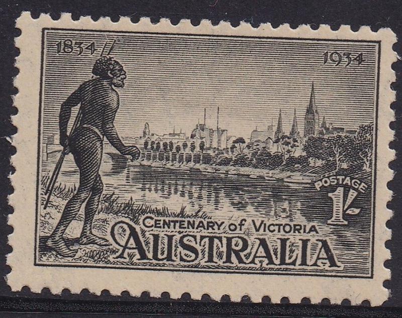 AUSTRALIA 1934 VICTORIA CENTENARY 1/- PERF 10.5