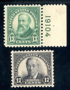 USAstamps Unused VF US 1925 Regular Issue Scott 622, 623 OG MNH 