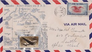 United States Alaska Anchorage 1941 machine  Type 9  6c Bi-color Eagle Air I...