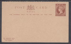 Natal H&G 5 mint 1891 ½p Queen Victoria Postal Reply Double Card, VF