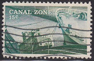 Canal Zone 165 - 1978 Towing Locomotive Ship in Lock