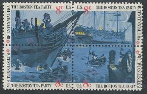 US Cat # 1480-83, Block of 4, Boston Tea Party, MNH*-