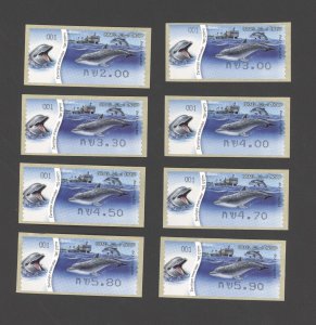 Israel 2012 Dolphins ATM Machine Labels Set of 8 MNH #001