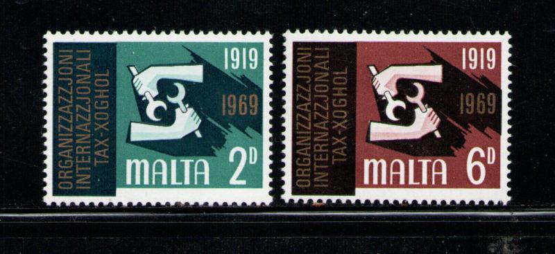 MALTA 1969 MNH SC.398/399 ILO 50th