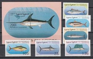 Sahara, 1997 issue. Large Game Fish set & s/sheet.