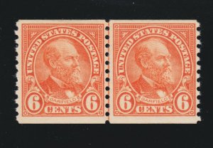 US 723 6c Garfield Line Pair Mint F-VF OG NH SCV $82.50