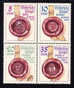 Germany DDR 2425a (2422-25) MNH Historic Seals Block of 4 Very Fine