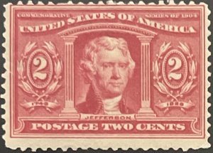 Scott #324 1904 2¢ Louisiana Purchase Thomas Jefferson unused hinged
